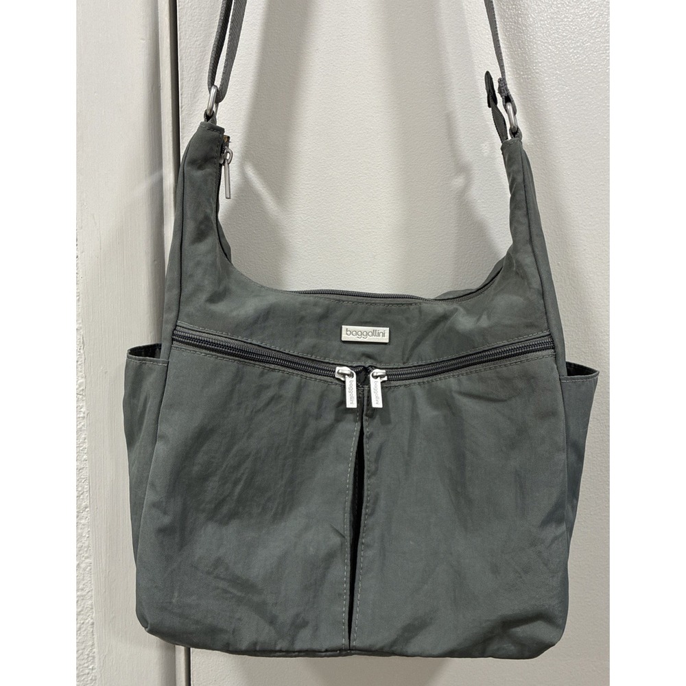 Baggallini VOYAGE HOBO GREY Cargo Zip Crossbody Bag GREY